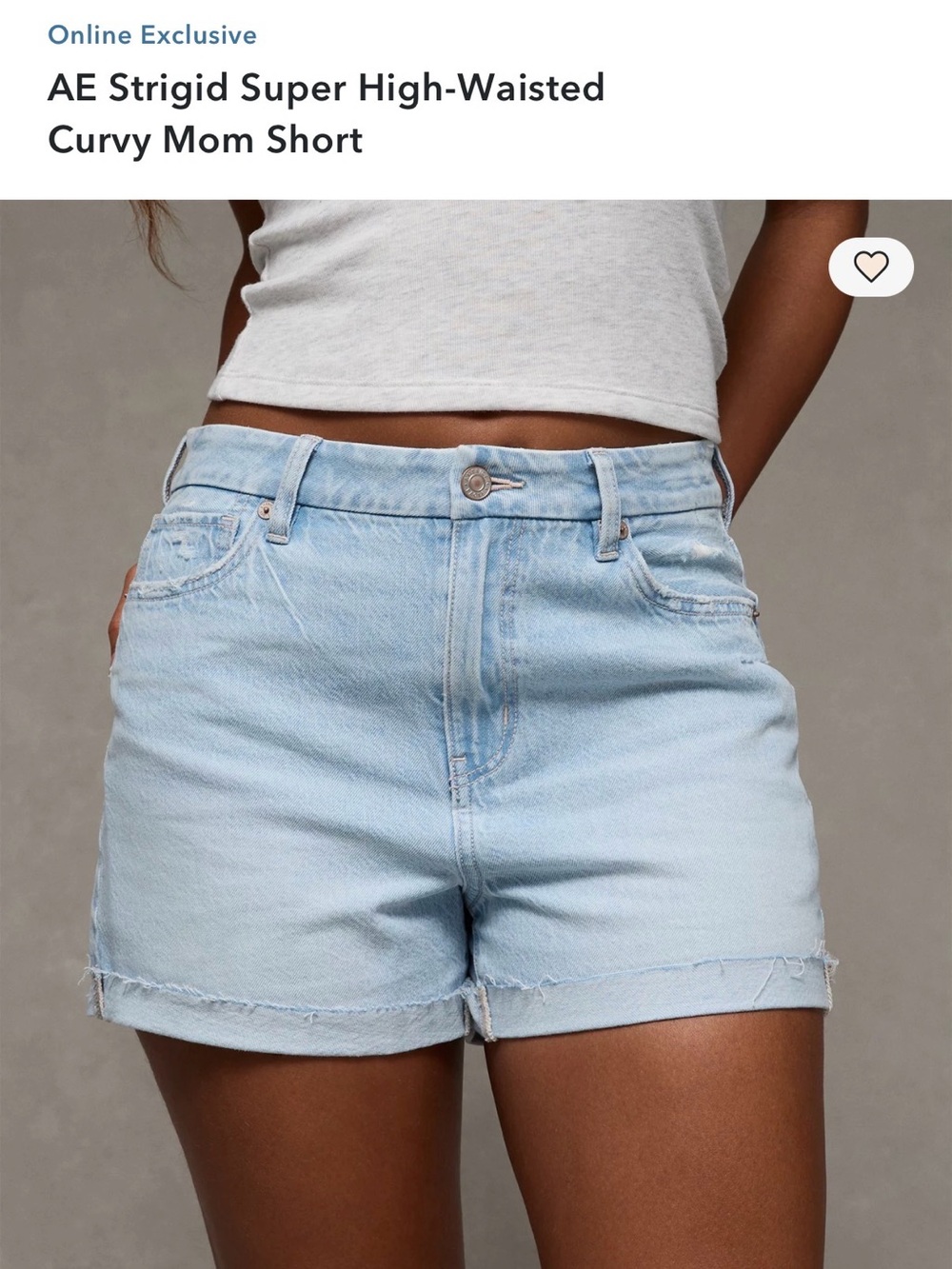 American Eagle Outfitters Light Blue High-Rise Curvy Mom Jean Shorts